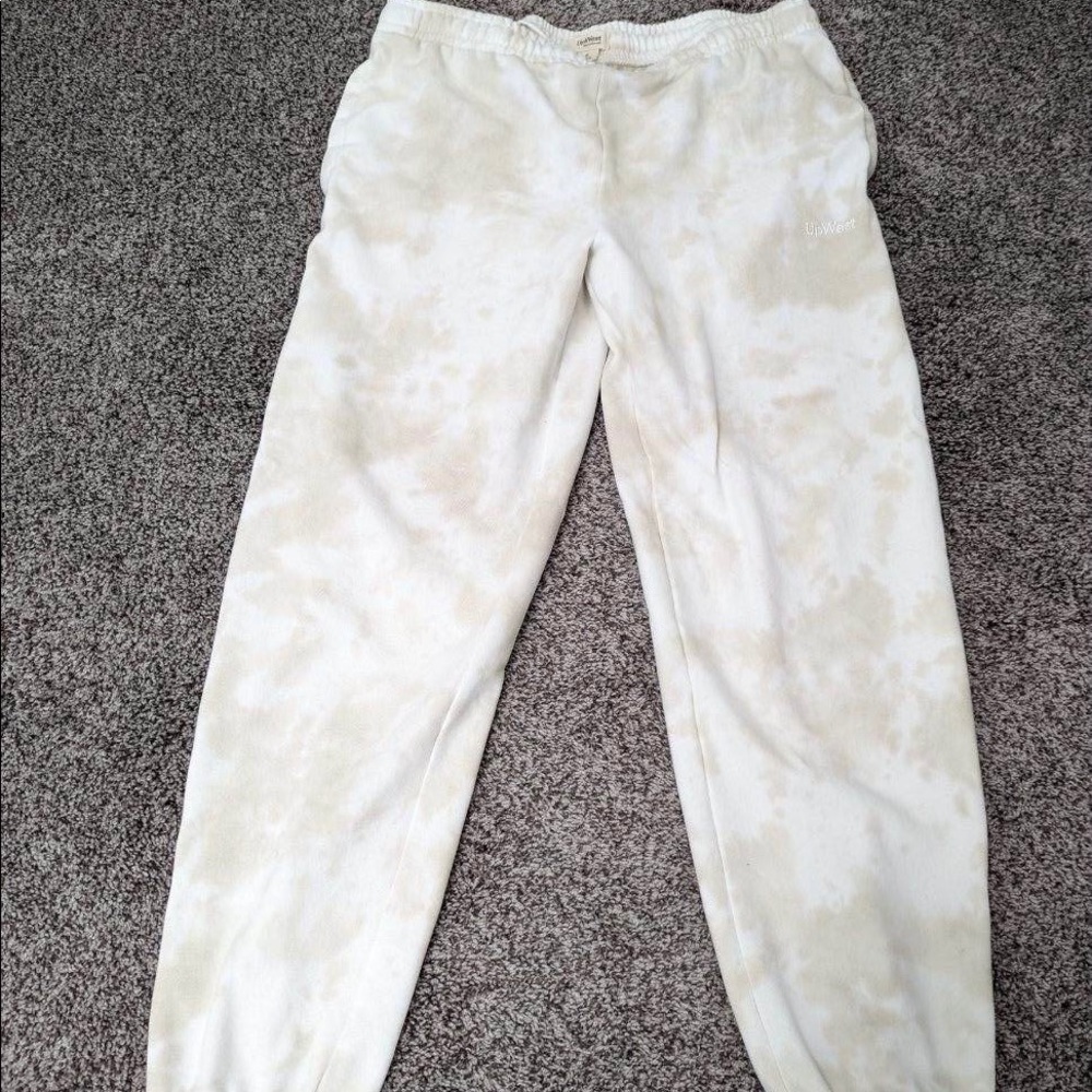 UpWest white and tan tie dye terry sweatpants. Size Small. Worn once.
